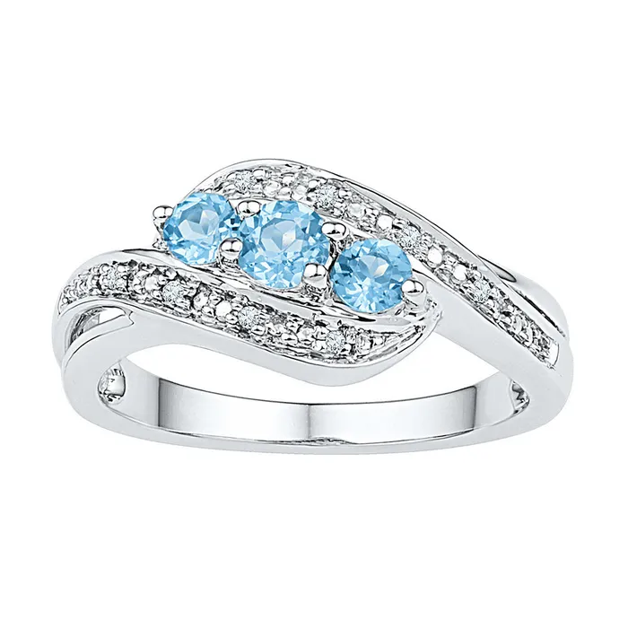 Sterling Silver Womens Round LabCreated Blue Topaz 3stone Ring 12 Cttw mayamila Rings Sterling Silver Womens Round LabCreated Blue Topaz 3stone Ring 12 Cttw mayamila Rings
