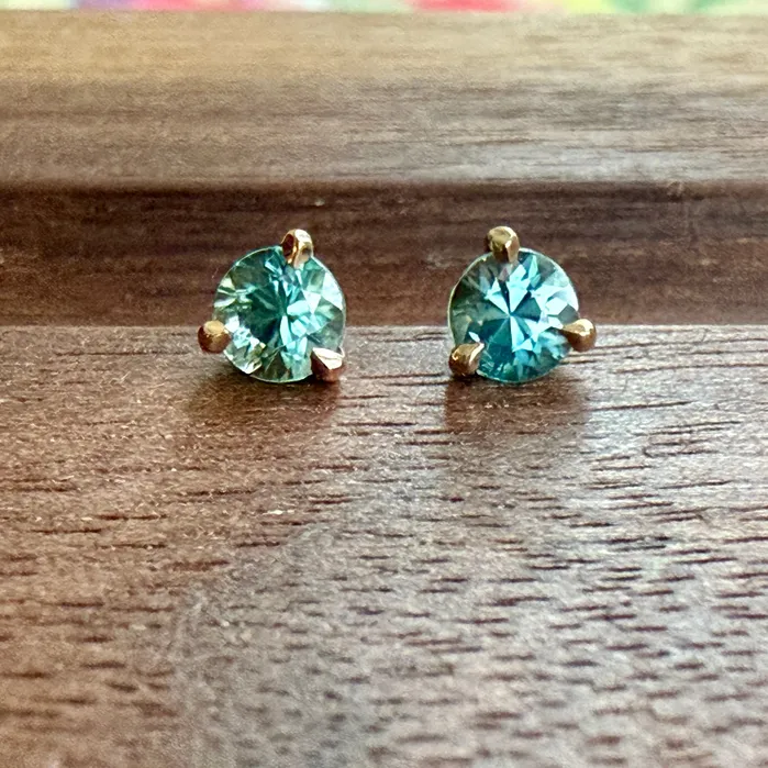 Teal Blue Zircon Studs Petite Baleine Rings Teal Blue Zircon Studs Petite Baleine Rings