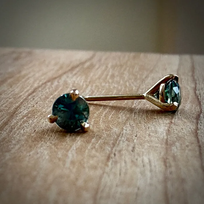Teal Blue Zircon Studs Petite Baleine Rings Teal Blue Zircon Studs Petite Baleine Rings