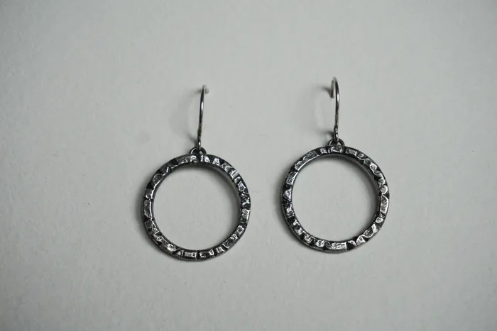 Textured sterling silver dangle hoops Briana Harrison Rings