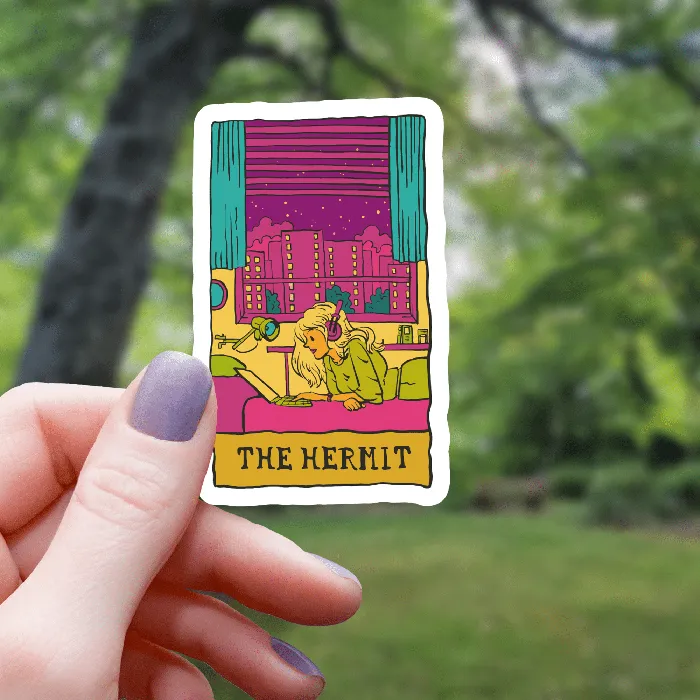 The Hermit Funny Tarot Sticker 3 Mimic Gaming Co Rings