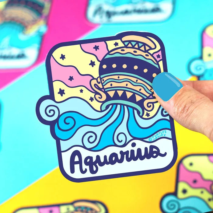 Zodiac Aquarius Vinyl Sticker Turtles Soup Earrings