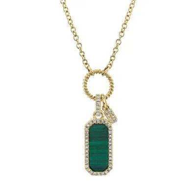 013CT DIAMOND 103CT MALACHITE DOG TAG NECKLACE SHY CREATIONS Necklaces