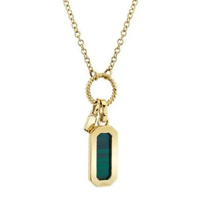 013CT DIAMOND 103CT MALACHITE DOG TAG NECKLACE SHY CREATIONS Necklaces