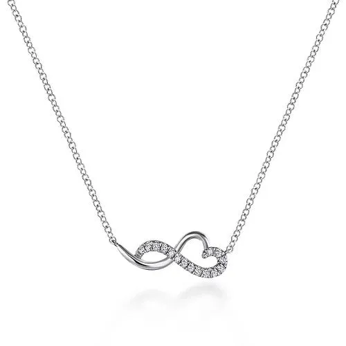 14K White Gold Diamond Infinity Heart Pendant Necklace GABRIEL CO Necklaces