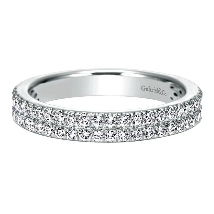 14K White Gold French Pave Diamond Wedding Band GABRIEL CO Rings