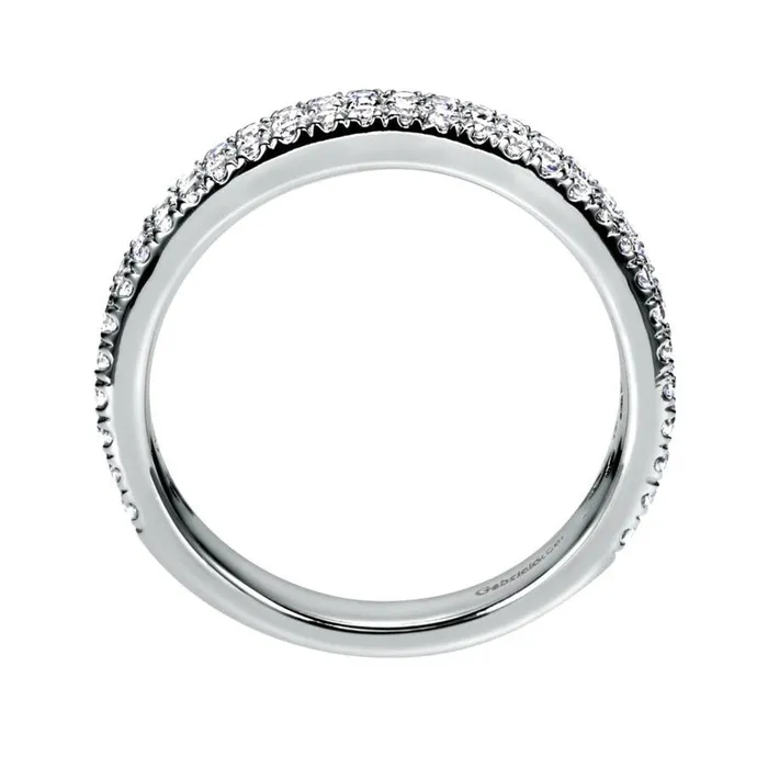14K White Gold French Pave Diamond Wedding Band GABRIEL CO Rings