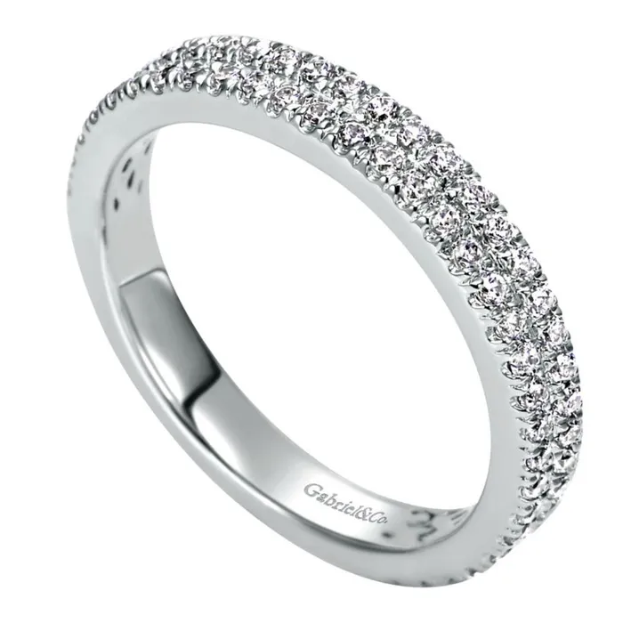14K White Gold French Pave Diamond Wedding Band GABRIEL CO Rings