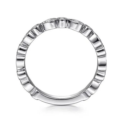 14K White Gold Pear and Round Station Stackable Diamond Ring GABRIEL CO Rings 14K White Gold Pear and Round Station Stackable Diamond Ring GABRIEL CO Rings