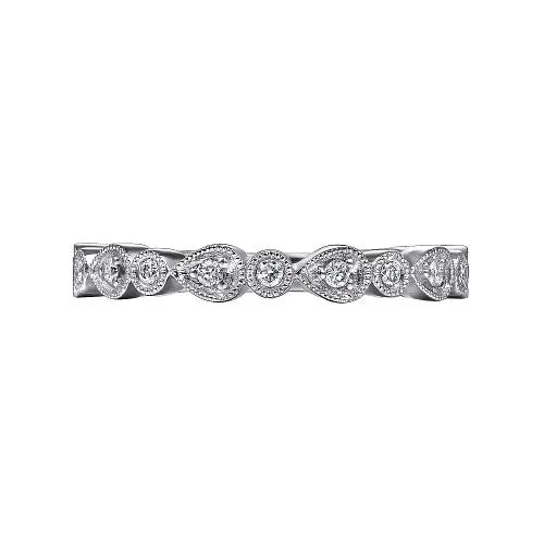 14K White Gold Pear and Round Station Stackable Diamond Ring GABRIEL CO Rings 14K White Gold Pear and Round Station Stackable Diamond Ring GABRIEL CO Rings
