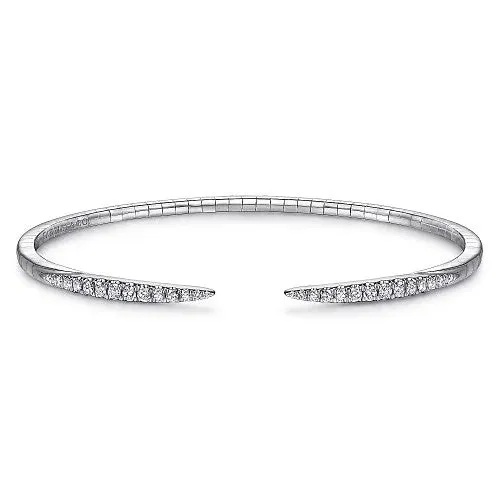 14K White Gold Split Diamond Spike Bangle GABRIEL CO Bracelets