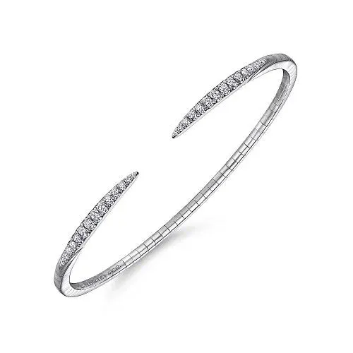 14K White Gold Split Diamond Spike Bangle GABRIEL CO Bracelets