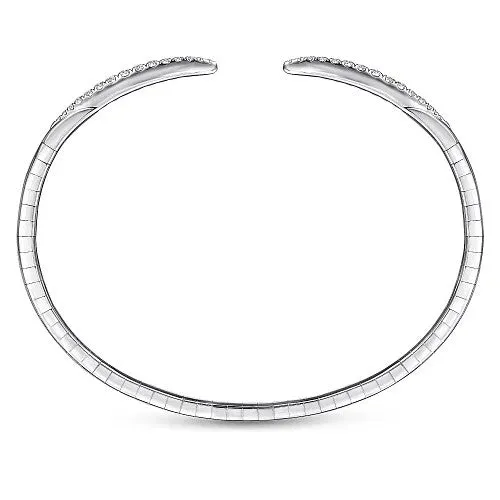 14K White Gold Split Diamond Spike Bangle GABRIEL CO Bracelets