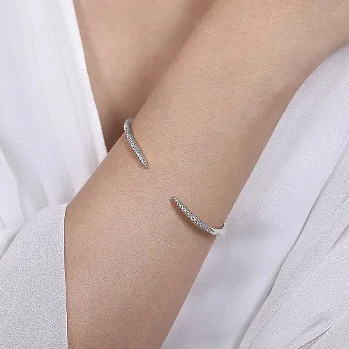 14K White Gold Split Diamond Spike Bangle GABRIEL CO Bracelets