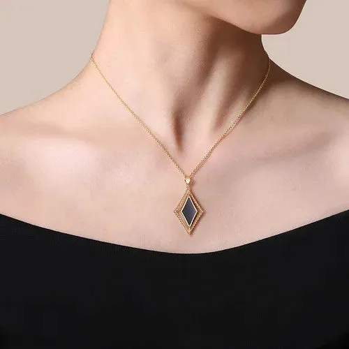 14K Yellow Gold Bujukan Onyx Rhombus Pendant Necklace GABRIEL CO Necklaces