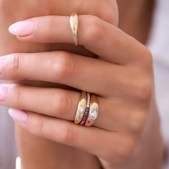 14K Yellow Gold Dome Ring NicoleHD Jewelry Rings