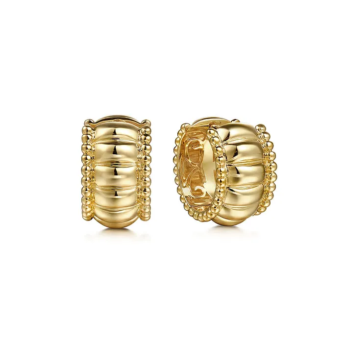 14K Yellow Plain Gold Bujukan Huggie Earrings GABRIEL CO Earrings