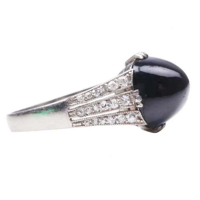 Art Deco Sapphire and Diamond Ring Bell Bird Antiques Rings