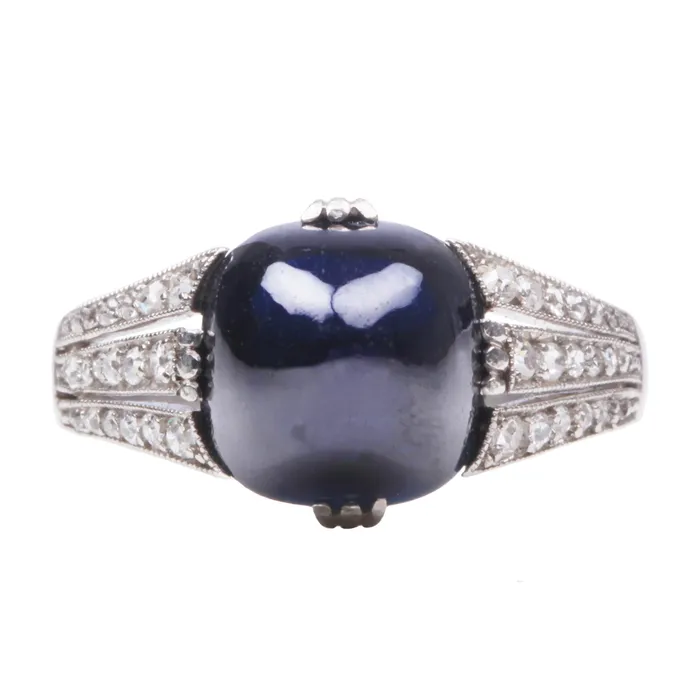 Art Deco Sapphire and Diamond Ring Bell Bird Antiques Rings