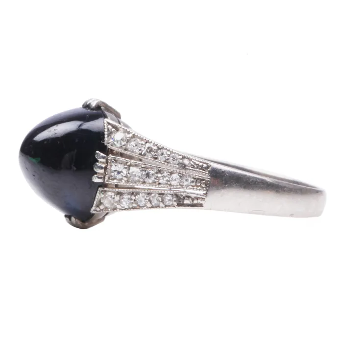 Art Deco Sapphire and Diamond Ring Bell Bird Antiques Rings
