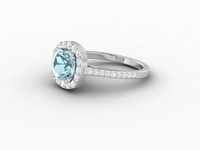 Aureola 15 Ct Cushion Cut Halo Aquamarine Engagement Ring with Diamond Side Stones Sapheena Jewelry Rings