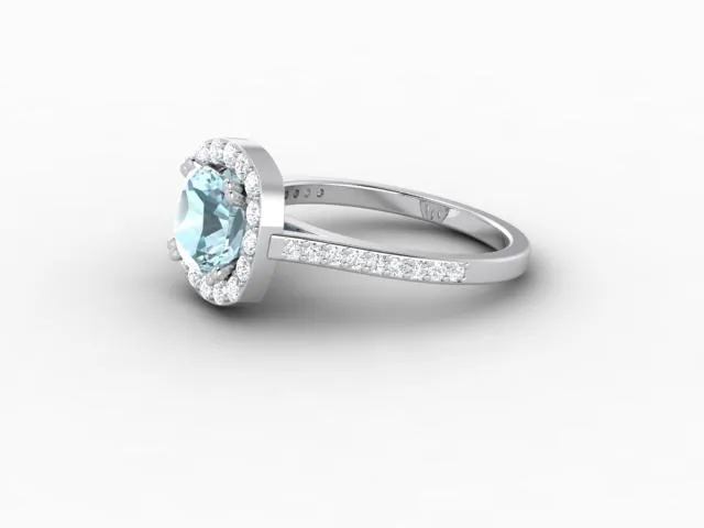 Aureola 15 Ct Cushion Cut Halo Aquamarine Engagement Ring with Diamond Side Stones Sapheena Jewelry Rings
