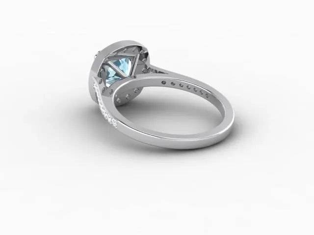 Aureola 15 Ct Cushion Cut Halo Aquamarine Engagement Ring with Diamond Side Stones Sapheena Jewelry Rings