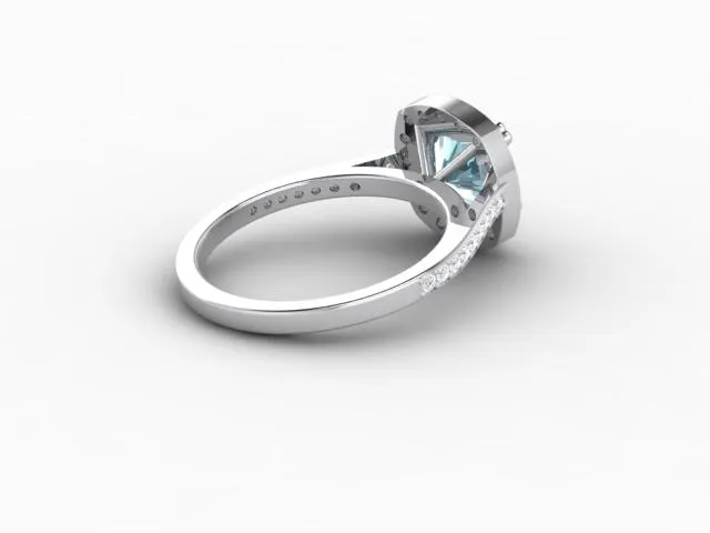 Aureola 15 Ct Cushion Cut Halo Aquamarine Engagement Ring with Diamond Side Stones Sapheena Jewelry Rings