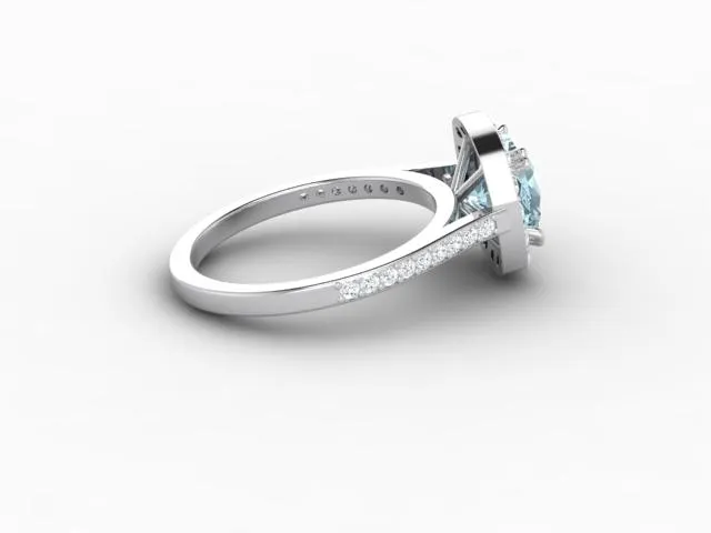 Aureola 15 Ct Cushion Cut Halo Aquamarine Engagement Ring with Diamond Side Stones Sapheena Jewelry Rings