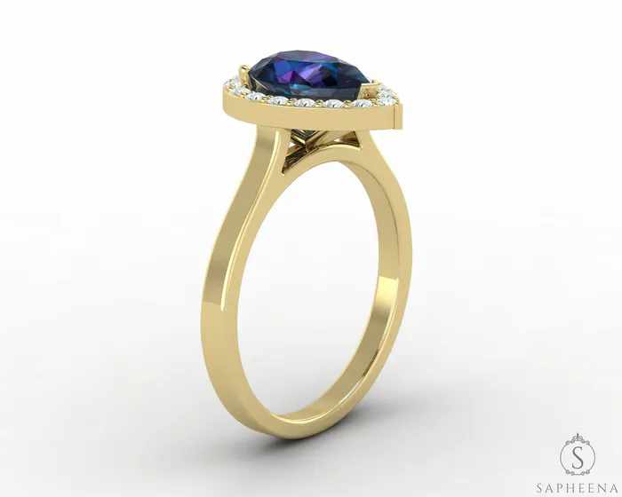 Aureola 190 Ct Pear Cut Alexander Halo Engagement Ring Sapheena Jewelry Rings