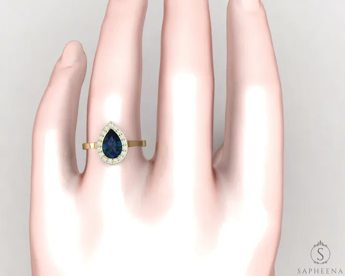 Aureola 190 Ct Pear Cut Alexander Halo Engagement Ring Sapheena Jewelry Rings