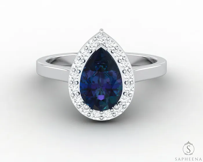 Aureola 190 Ct Pear Cut Alexander Halo Engagement Ring Sapheena Jewelry Rings