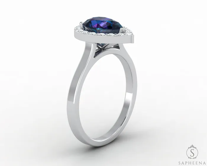 Aureola 190 Ct Pear Cut Alexander Halo Engagement Ring Sapheena Jewelry Rings