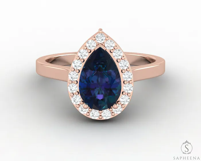 Aureola 190 Ct Pear Cut Alexander Halo Engagement Ring Sapheena Jewelry Rings