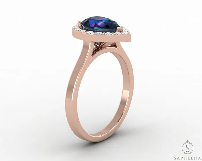 Aureola 190 Ct Pear Cut Alexander Halo Engagement Ring Sapheena Jewelry Rings