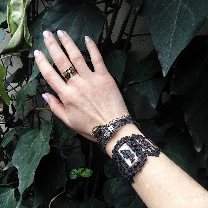 Bell and Bird Bracelets Silesian Iron Bangle