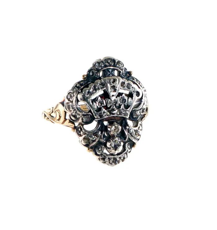 Bell Bird Antiques 18th Century Georgian Diamond Crown Ring Rings