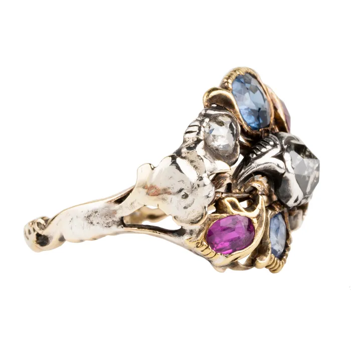 Bell Bird Antiques 18th Century MultiStone Giardinetti Ring Rings