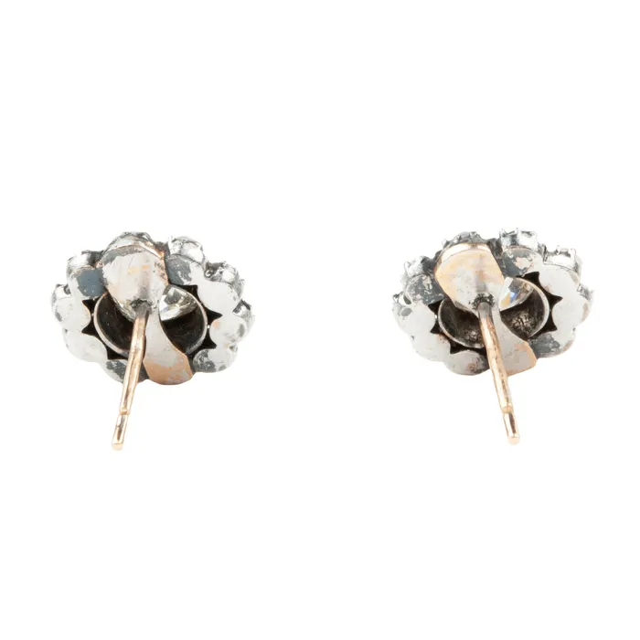 Bell Bird Antiques Earrings 19th Century old mine cut diamond cluster earrings