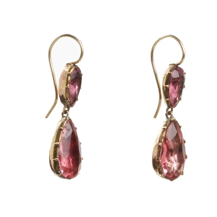 Bell Bird Antiques Earrings Georgian Paste Tear Drop Earrings