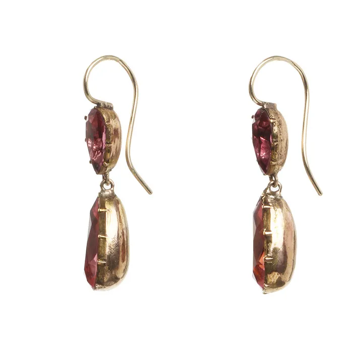 Bell Bird Antiques Earrings Georgian Paste Tear Drop Earrings