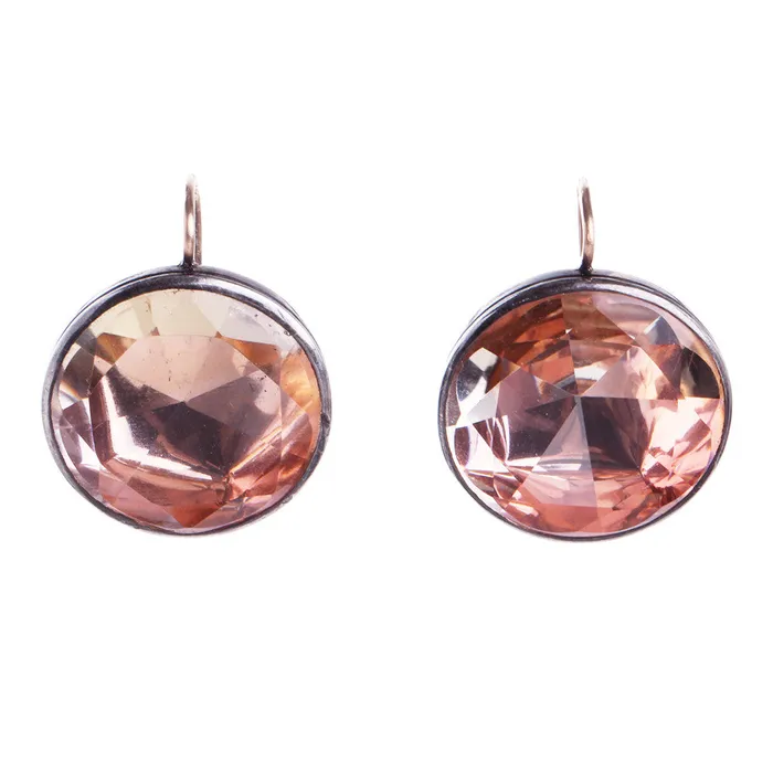 Bell Bird Antiques Earrings Georgian Rock Crystal Peach Earrings