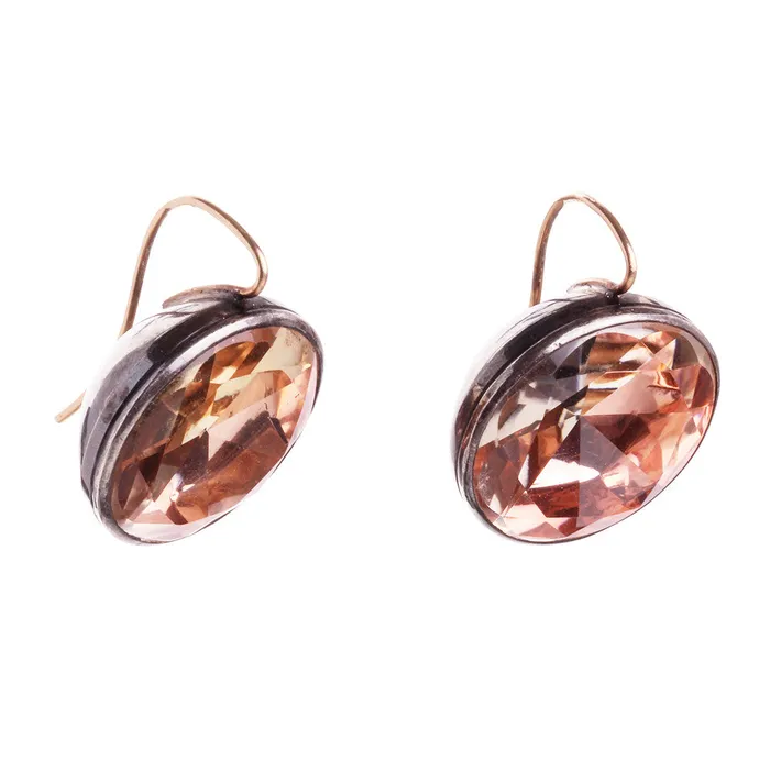 Bell Bird Antiques Earrings Georgian Rock Crystal Peach Earrings