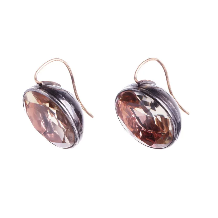 Bell Bird Antiques Earrings Georgian Rock Crystal Peach Earrings