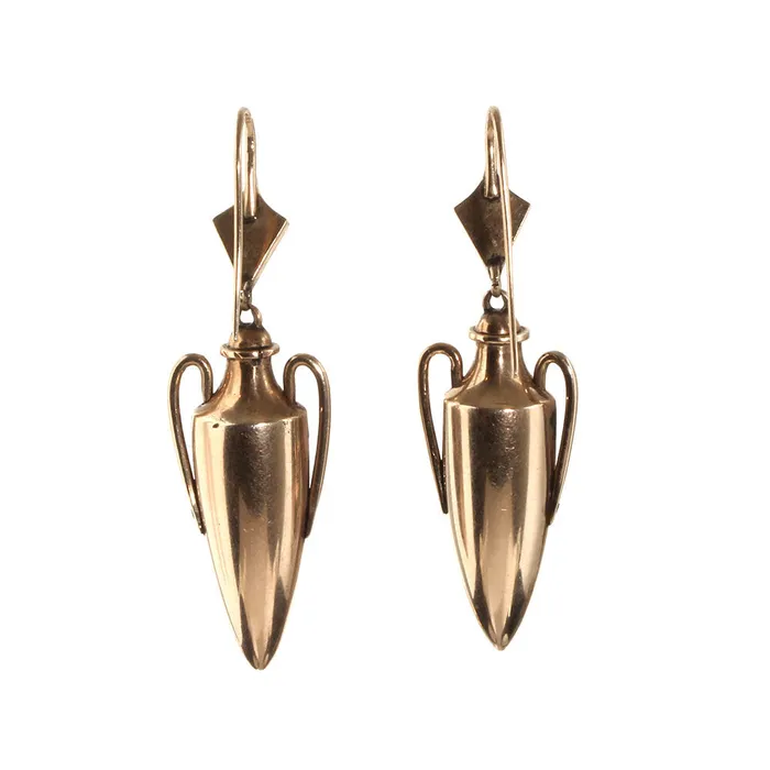 Bell Bird Antiques Earrings Victorian Scottish Agate Gold Amphora Earrings