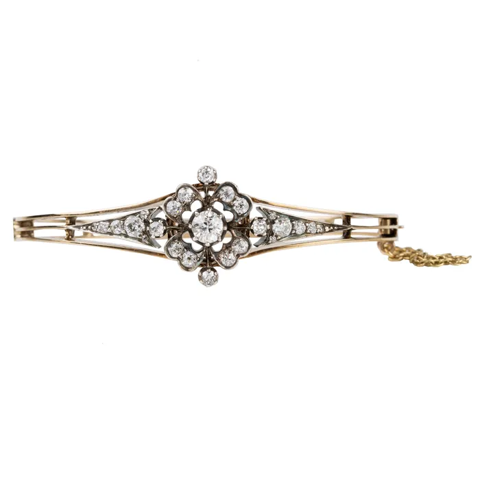 Bell Bird Antiques Late 19th Century Floral Diamond Bangle Bracelets