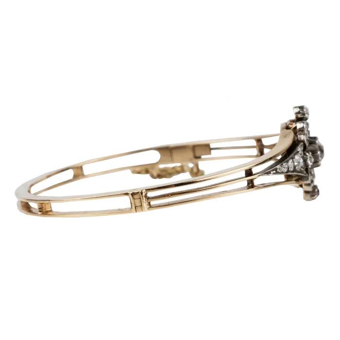 Bell Bird Antiques Late 19th Century Floral Diamond Bangle Bracelets