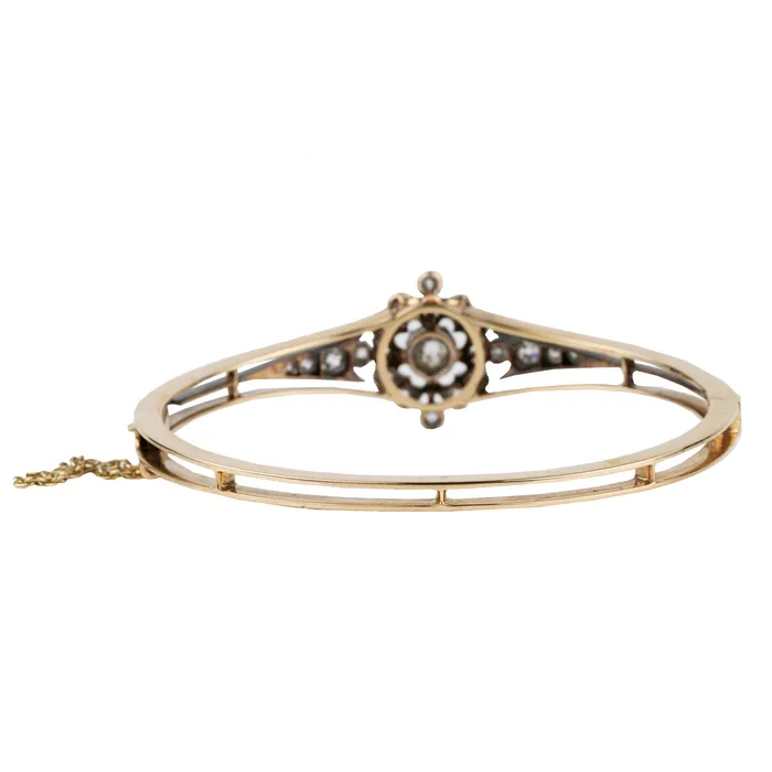 Bell Bird Antiques Late 19th Century Floral Diamond Bangle Bracelets