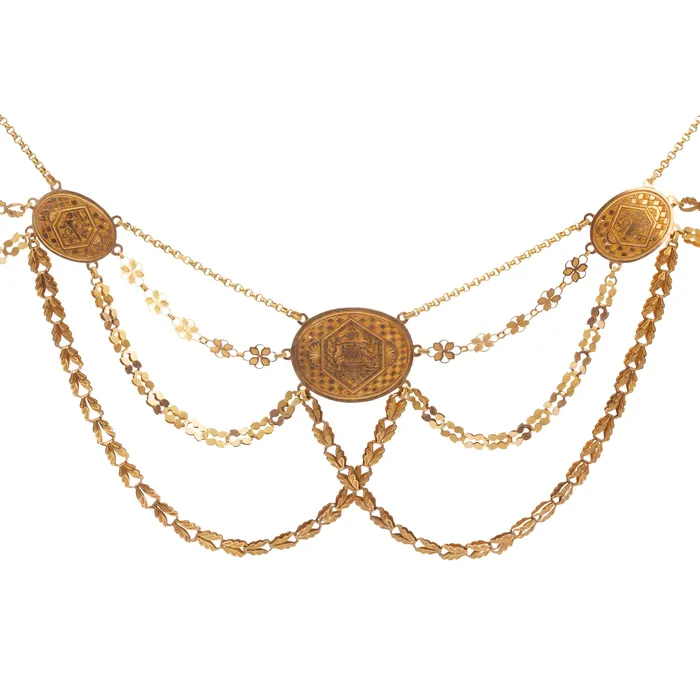 Bell Bird Antiques Necklaces Early 19th Century French Empire Gold Necklace