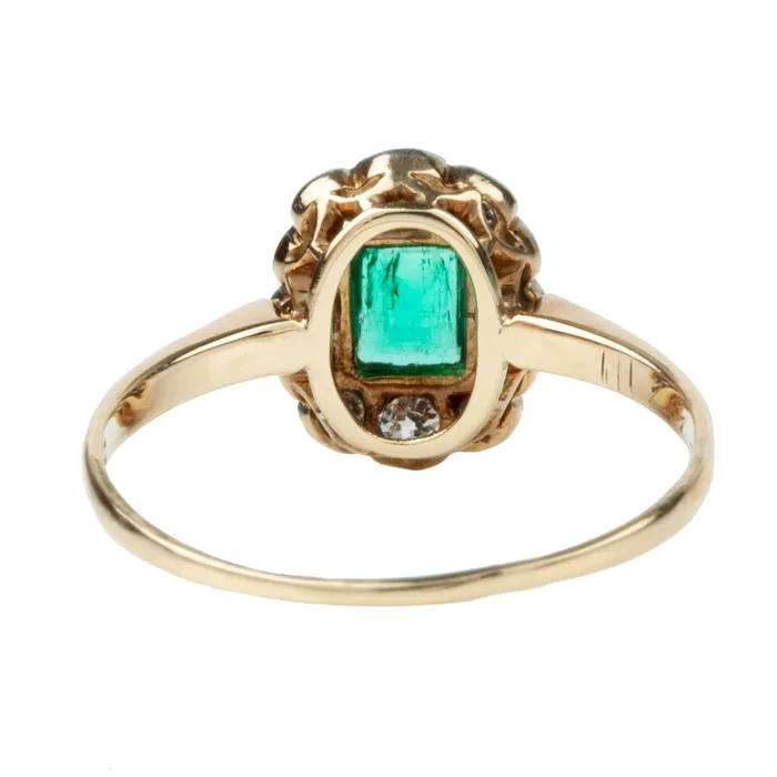 Bell Bird Antiques Rings 19th Century Emerald and Diamond Cluster Ring